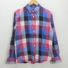 G■ビームス/BEAMS 長袖シャツ/チェック柄【M】ピンク青系/men's/132【中古】■