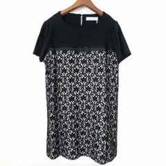 #snc ギャラリービスコンティ GALLERYVISCONTI チュニック 2 黒 アイボリー 半袖 リボン 花 レース タグ付き 美品 レディース [897631]