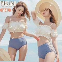 水着 レディース ビキニ セパレート オフショルダー タンキニ ショートパンツ 肩だし 上下セット ハイウエスト パット付き ワイヤなし 二の腕 カバーアップ セクシー フリル 可愛い バスト 水着 女性 リゾート 温泉 海水浴 水陸両用 xzzongsi17