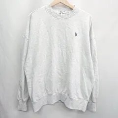 ◇ ⊇ U.S.POLO ASSN. ロゴ刺<!-利用不可文字-!> 長袖 トレーナー サイズＭ ライトグレー系 ブラック メンズ レディース E  【1502060020503】