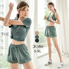 スポーツウェア レディース セット3点セット夏半袖 薄手細見せ トレーニングウェア 上下 ランニング ウェア 可愛い フィットネスウェア おしゃれヨガウエア