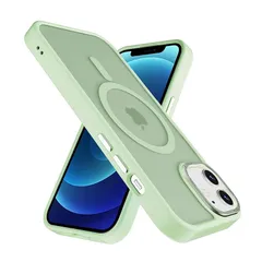 【新品】 PinLiSheng iPhone 12 12Pro MagSafe対応 ケース マット 半透明 金属ボタン 耐衝撃 肌に優しい触感 指紋防止 米軍MIL規格 黄変防止 ストラップホール付き スマホケース iPhone 12 12Pro,グリーン 0