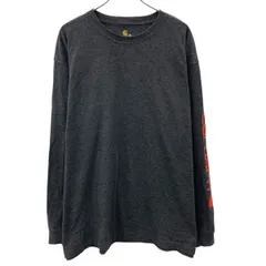 Carhartt 長袖 プリントTシャツ 2XL チャコールグレー カーハート プルオーバー アームプリント ロンT 古着卸 アメリカ仕入 a706-5405