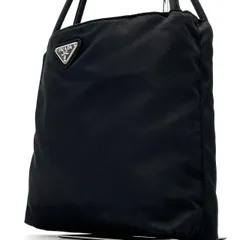 ✨良品✨ PRADA プラダトートバッグ ハンドバッグ 三角ロゴプレート シルバー金具 ロゴ型押し 総柄 テスートナイロン 肩掛け ユニセックス レディース メンズ ブラック 黒色