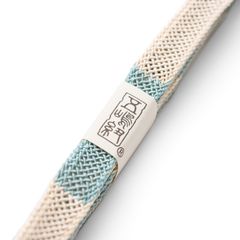 新品　夏用　江戸組紐　五嶋紐　帯締め　縞柄　水色×白