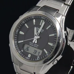 稼動 良品 カシオ LCW-110 電波ソーラー ウェーブセプター ラウンド 黒系文字盤 メンズ腕時計 INB 2000000 NSK