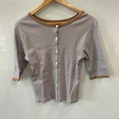 d137⚫︎wcloset⚫︎グブルクローゼット⚫︎ボーダーリブ5分袖⚫︎カーディガンsize F⚫︎水色