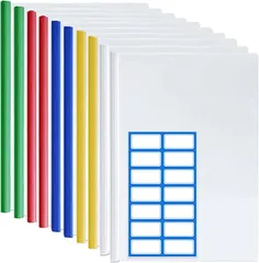 DY.2ten スライドファイル A4 10冊セット レールファイル 厚とじ 1.5cm幅 クリアーファイル ラベル付き(白/赤/青/緑/黄)