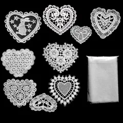 ホワイト 9個セット④ sempiterno 人気レース生地 刺繍花 花と蝶のパターン 縫製 DIY 服 工芸品の装飾 パッチ アップリケ モチーフ バッグ 靴 帽子 飾り アクセサリー (（ホワイト 9個セット④）)