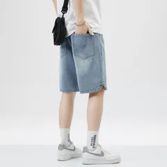 ショートパンツ ジーンズ メンズ ワイド デニムパンツ ショートパンツ メンズ ズボン ワイド ジーパン アメカジ メンズジーンズ ボトムス 紳士 大きいサイズ ゆったりルーズシルエット カジュアル ジーパン 秋 春服qcwhs10