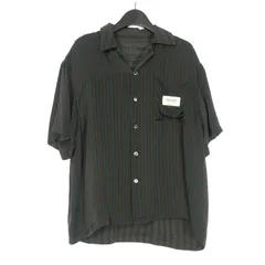 ビューティフルピープル beautiful people lining stripe open collar shirt オープンカラーシャツ 半袖 34 ダークグリーン 1445106009のサムネイル
