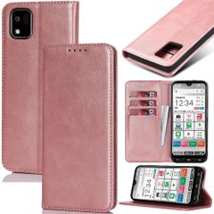 手帳型 かんたんスマホ3 かんたんスマホ3 a205kc ケース ケース 手帳型 手帳型 a205kc ケース カバー 手帳型 簡単スマホ3 カードスロット、キックスタンド ワイモバイル レザー 適用 (ローズゴールド)