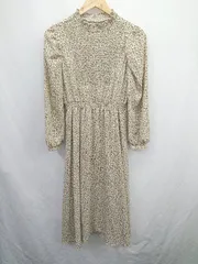◇ ◎ ●未使用● Θ MAJESTIC LEGON 花柄 長袖 ロング丈 フレア ワンピース サイズM アイボリー レディース E  【1503040001468】