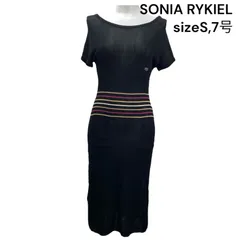 ◇ソニア リキエル SONIA RYKIEL ニットワンピース ロング 半袖 ブラック S、7号 レディース S5T061のサムネイル
