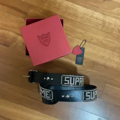 SUPREME スタッズ付き ブラックレザーベルト シュプリーム 新品】SUPREME シュプリーム【 Studded Logo Belt Black】18SS