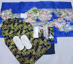 七五三 五歳 男児 羽織袴フルセット L寸 白地×青 袴変更可能 NO38731