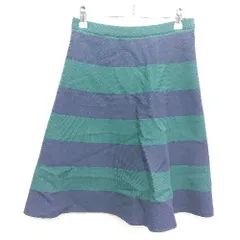 ◇ INDIVI インディヴィ ひざ丈 台形 スカート サイズ38 ネイビー グリーン レディース E  【1405140019155】