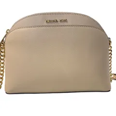 ♪2889 MICHAEL KORS マイケルコース JET SET TRAVEL ジェットセット トラベル  ドーム クロスボディ ミディアム ショルダーバッグ 中古 美品 ライトベージュ