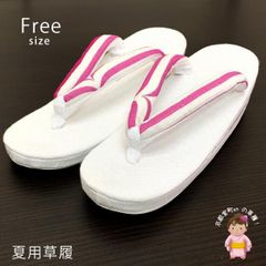 亜麻草履 夏用 草履 レディース 亜麻生地の草履 フリーサイズ「ピンク系」