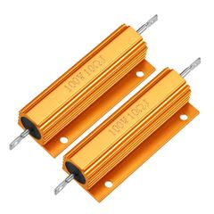 新品 uxcell メタルクラッド抵抗 抵抗器 100W 10Rアルミニウムハウジング抵抗 100ワット 10オーム イエロー LED PCB用抵抗器 2個入り