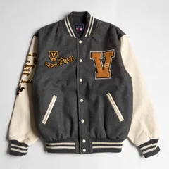 レア✨　VAN JACスタジャン フルデコ アーチロゴ　グレー　M相当　ワッペン レア✨ VAN JACスタジャン フルデコ アーチロゴ グレー M相当 ワッペン