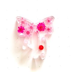 本物のお花 ドライフラワー ヘアゴム リボン りぼん ピンク パール レジン
