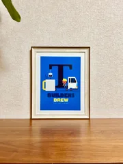 新品☆額縁付アートポスター☆Spencer Wilson（スペンサーウィルソン）☆自転車☆イラスト画家☆Builders Brew☆335