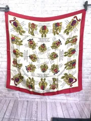 大判スカーフ ショール ストール ラグジュアリー 縁レッド 英字 77×77