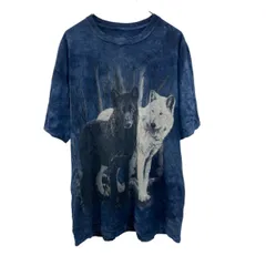 THEMOUNTAIN 半袖プリントTシャツ XL ネイビー タイダイ ザマウンテン プルオーバー アニマルプリント 古着卸 アメリカ仕入 a705-6456