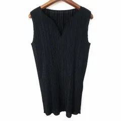 #spc イッセイミヤケ ISSEYMIYAKE カットソー M 黒 プリーツ ノースリーブ 丸柄 レディース [790835]のサムネイル