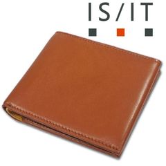 イズイット IS/IT ラムレザー 二つ折り財布 マーノ キャメル メンズ 定価25,300円 羊革 コンパクト 軽量 薄型 スリム シンプル 無料ラッピング可能