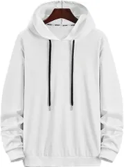 emptio エンプティオ 無地 スリム 長袖 フード付き パーカー メンズ ストリート系 ホワイト(アンバーホワイト,  XL)