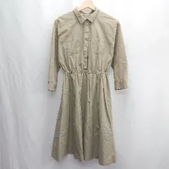 ◇ ⊂◎ NATURAL BEAUTY BASIC ナチュラルビューティーベーシック 長袖 ロング ワンピース サイズS カーキ レディース E  【1412090050398】