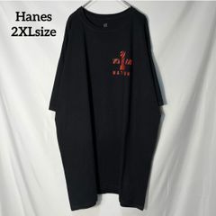 【Hanes】アメリカ  星条旗 国旗 NATION 両面プリントロゴ　オーバーサイズ　半袖Tシャツ　クロ　アカ　2XL US古着