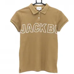 ジャックバニー 半袖ポロシャツ ライトブラウン×白 ビックロゴプリント  レディース 1(M) ゴルフウェア Jack Bunny
