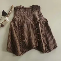 ニットベスト ベスト レディース 前開き ざっくり ボタン 洗濯OK 春ニット コットンニット 綿ニット おしゃれ 春 無地 綿 前開き ゆったり カジュアル  チョッキ 大人 可愛い ナチュラル 服 40代 50代xiaokb43