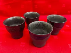 ★他の商品と合わせて購入でお買得になります!コメント下さい★【お得限定1セット限り】★美濃焼　酒器　ぐい飲み　千代久　お猪口　銀黒２個/黒吹青流２個