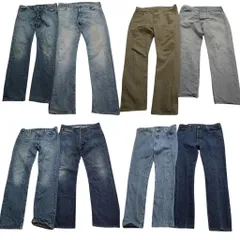 古着卸 まとめ売り リーバイス 501 デニム パンツ 8枚セット (メンズ W36 ) インディゴブルー  フェード グレー ベージュ 中古 古着 NA3431
