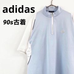 80s デサント製 アディダス ハーフジップ ハイネック 水色 O - メルカリ