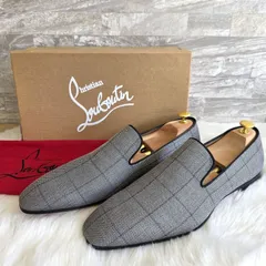 ★Christian Louboutin （クリスチャンルブタン）DANDELION FLAT TISSU DORSILK ダンデライオン フラットシューズ スリッポン  ローファー グレー シルク メンズ 46 31㎝のサムネイル