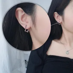 フープピアス サージカルステンレス シンプル スクエア 長方形 シルバー 金属アレルギー対応 仕事 プレゼント