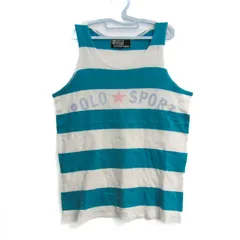 ポロバイラルフローレン タンクトップ ノースリーブ コットン トップス キッズ 女の子用 140サイズ 青系×白 Polo by Ralph Lauren 【中古】