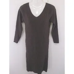 ◇ ROYAL PARTY ロイヤルパーティー リブ 長袖 膝丈 ニット ワンピース サイズF ブラウン系 レディース  【中古】 【1206090007908】