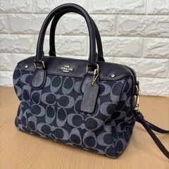 ◎COACH コーチ 2way ミニボストンバッグ ショルダーバッグ デニム地 シグネチャー ハンドバッグ
