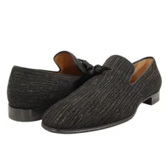 クリスチャンルブタン エスパドン 型押し スエード×レザー 黒 約26.5cm