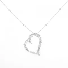 可憐！ハート 0.71ct ダイヤモンド K18 WG ネックレス 鑑別書付