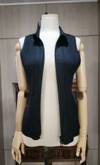 PLEATS PLEASE ネイビー プリーツ ノースリーブ ベスト PLEATS PLEASE ネイビー プリーツ ノースリーブ ベスト PLEATS
