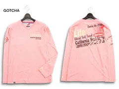 GOTCHA ガッチャ 通年 長袖 ロゴプリント★ パイル Vネック 長袖 カットソー ロンTシャツ Sz.L メンズ