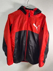 PUMA プーマ ナイロンジャケット ウィンドブレーカー 赤黒 バイカラー 160
