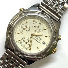 c*n様 セイコー 稼働品 クロノグラフ デイト SQ100 メンズ腕時計 ホワ